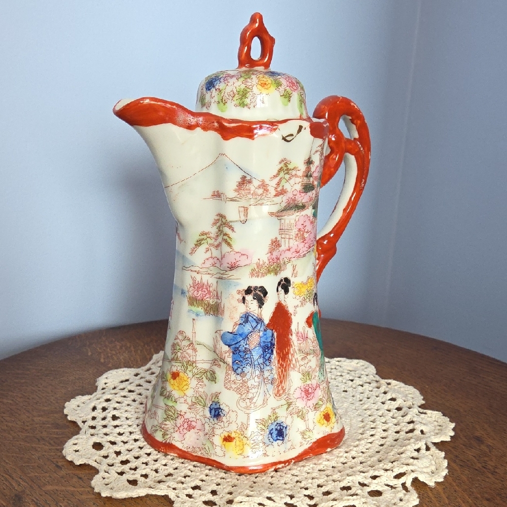 Vintage Japanese Porcelain Geisha Chocolate Pot